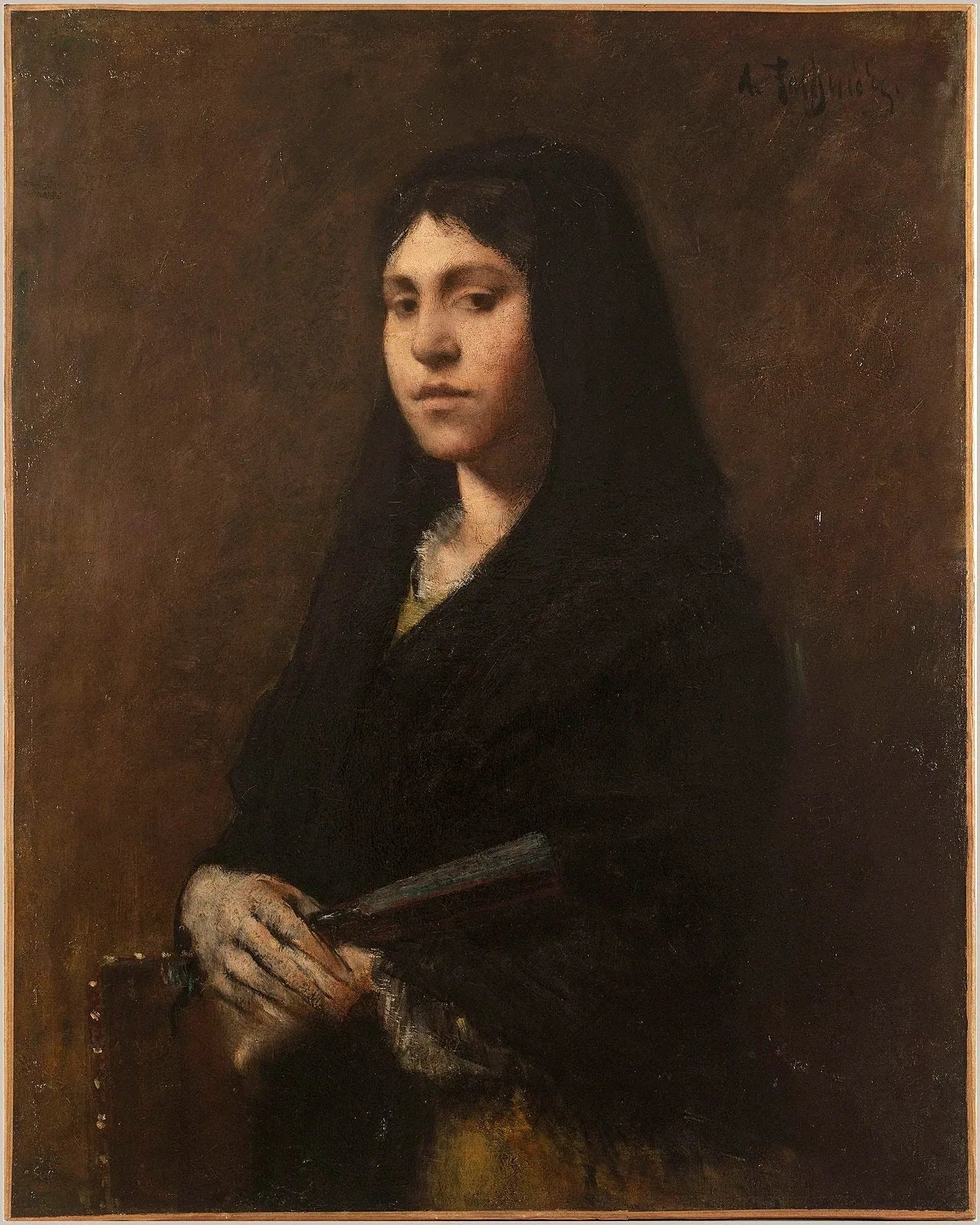 Femme à l'éventail - Alexandre Falguière image 1 reproduction de peinture à l’huile