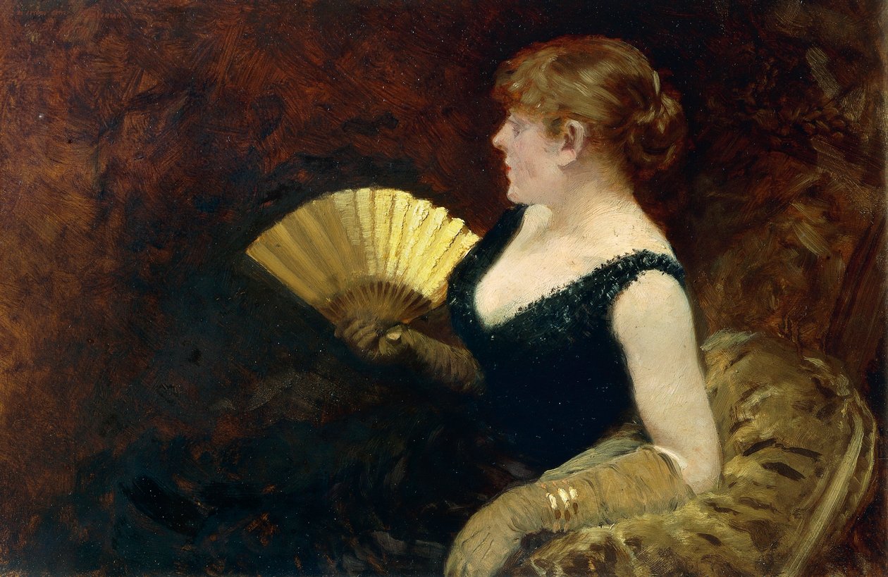 Femme à l'éventail - Giuseppe De Nittis image 1 reproduction artisanale de tableau