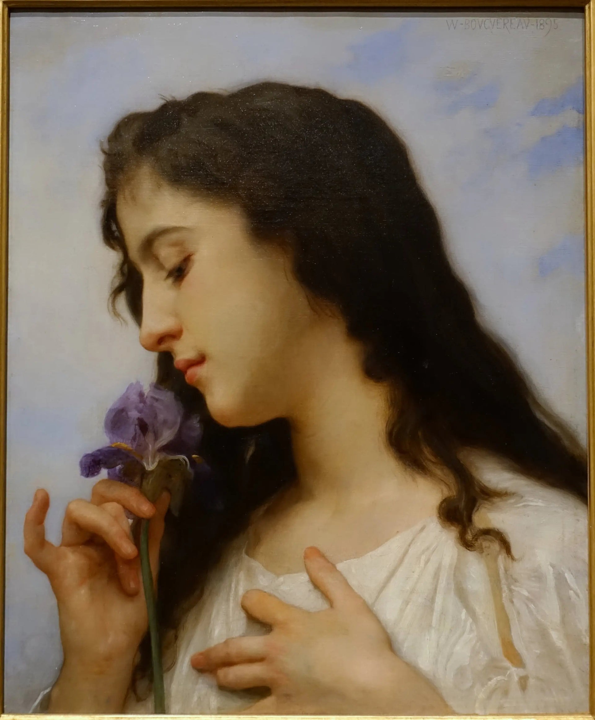 Femme à l'iris - Bouguereau image 1 reproduction d’œuvre d’art à l’huile