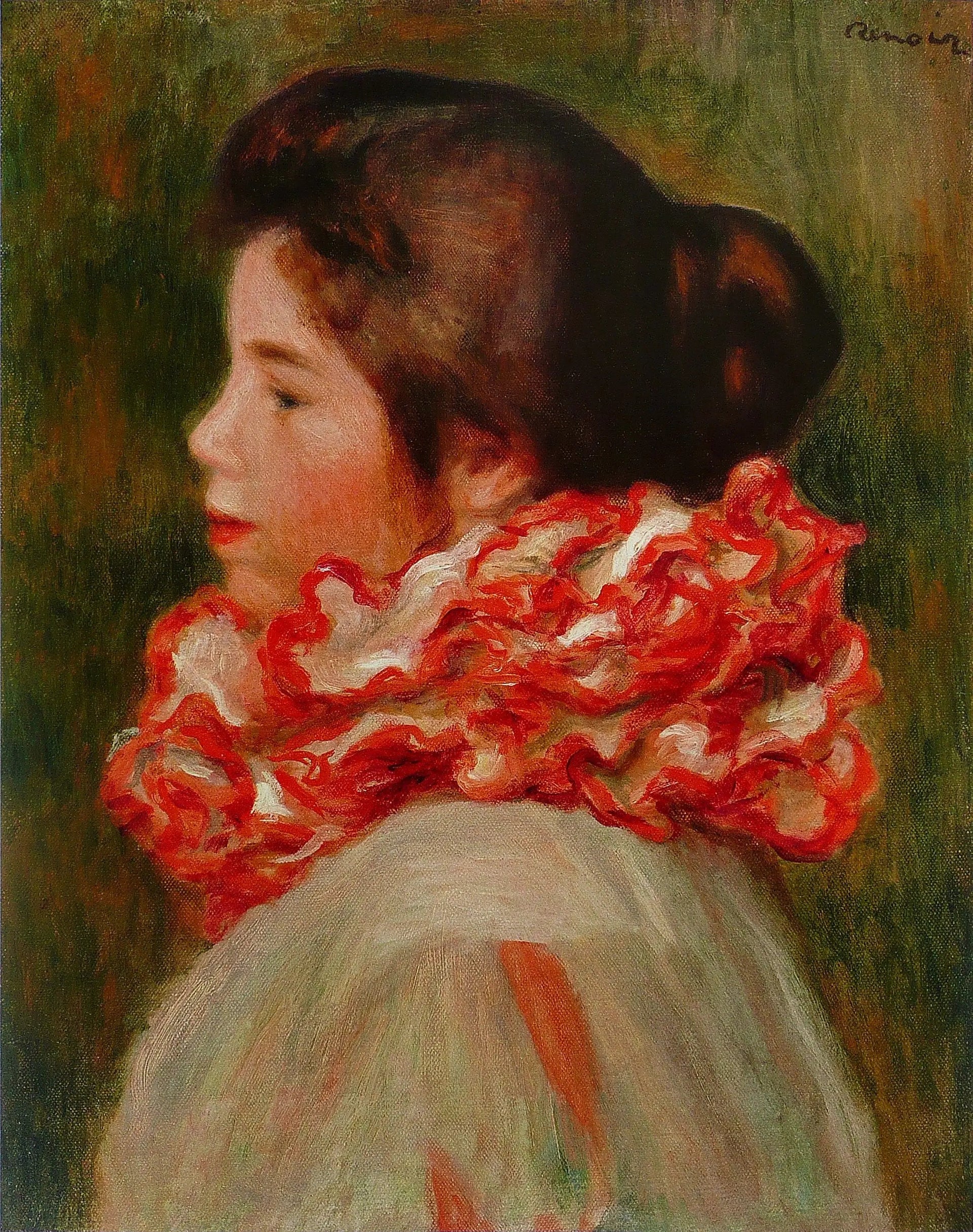 Femme à la collerette rouge - Pierre-Auguste Renoir image 1 reproduction réalisée par Alpha Reproduction