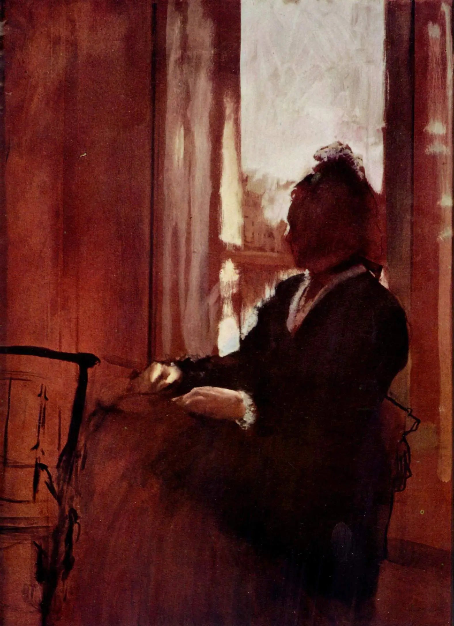 Femme à la fenêtre - Edgar Degas image 1 reproduction artisanale de tableau