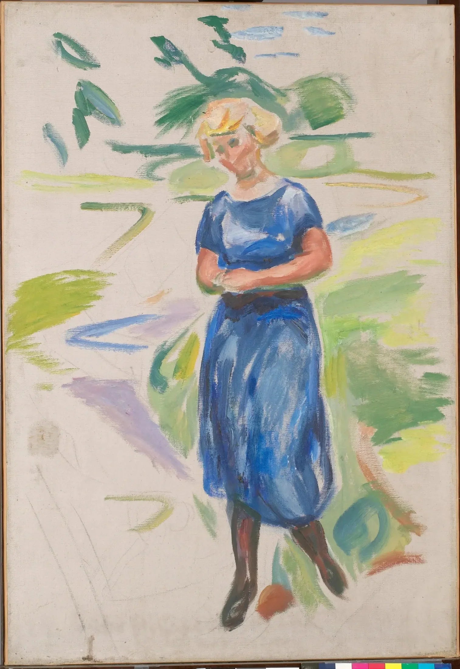 Femme à la robe bleue - Edvard Munch image 1 copie de tableau peinte à la main