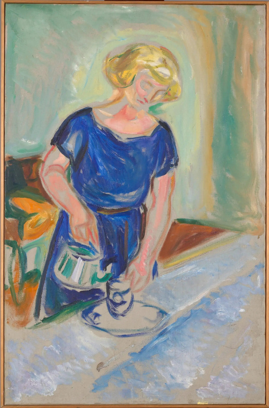 Femme à la robe bleue servante du café - Edvard Munch