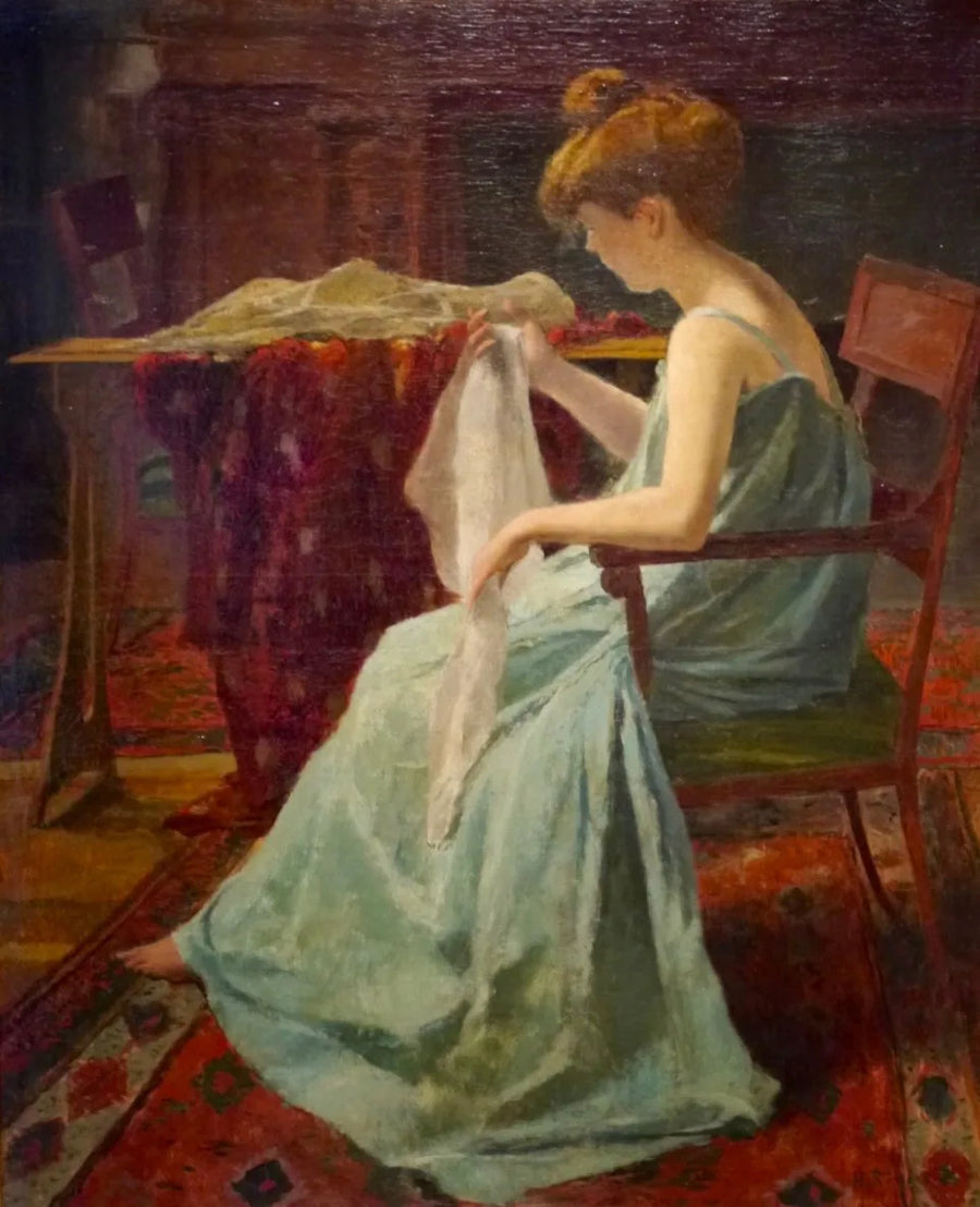 Femme à la robe verte - Henri Rouart image 1 reproduction artisanale de tableau