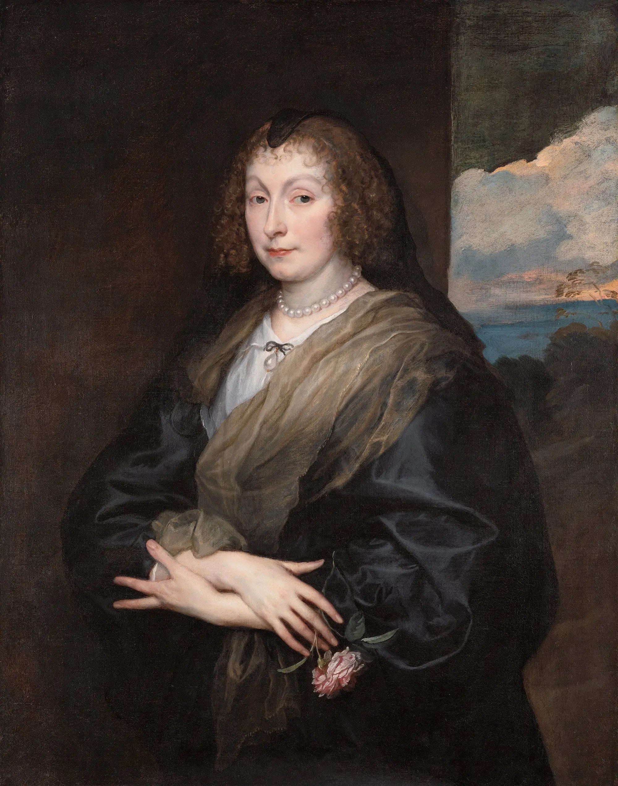Femme à la rose - Antoine van Dyck image 1 reproduction artisanale de tableau