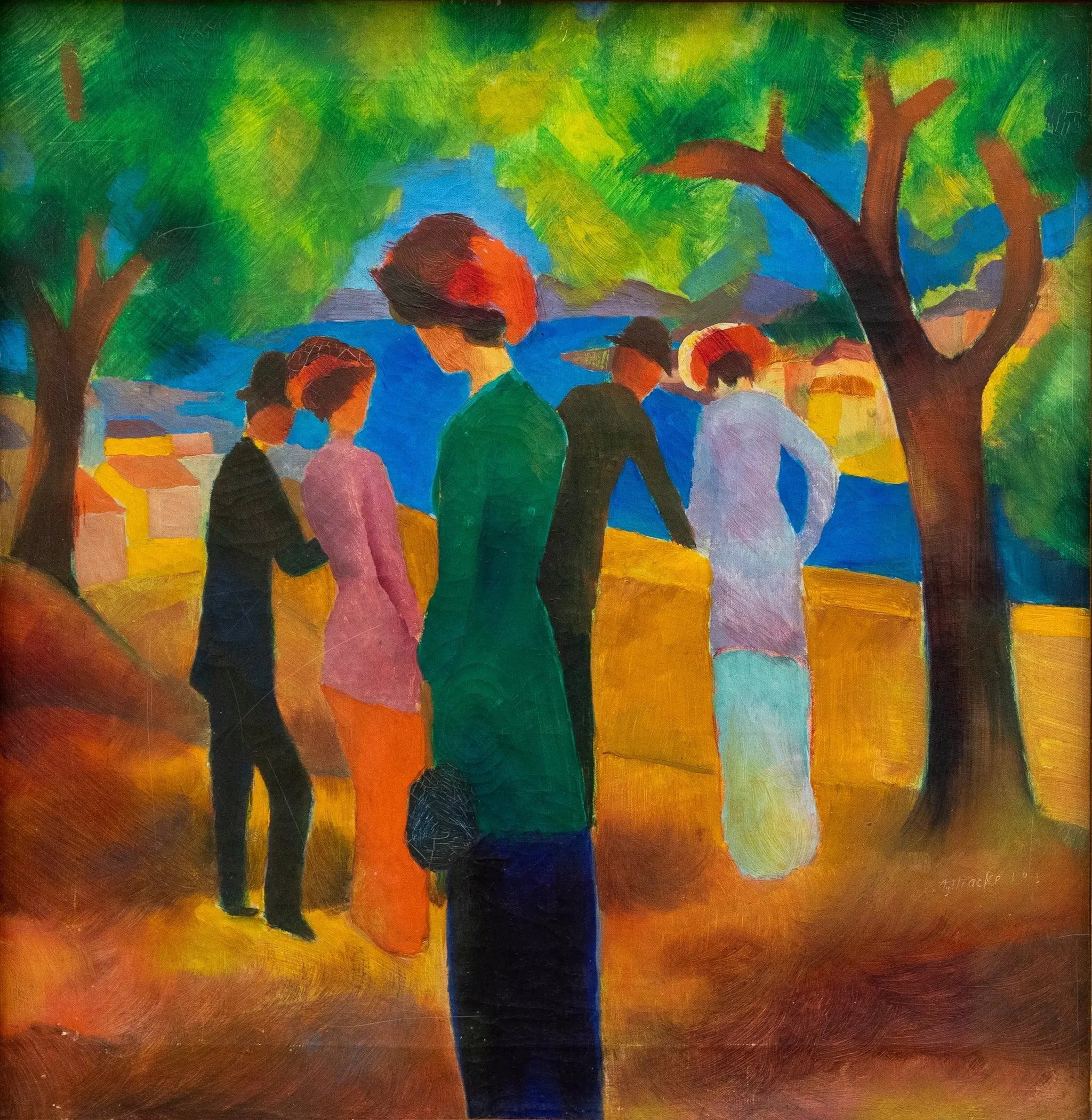 Femme à la veste verte - August Macke image 1 reproduction de peinture à l’huile
