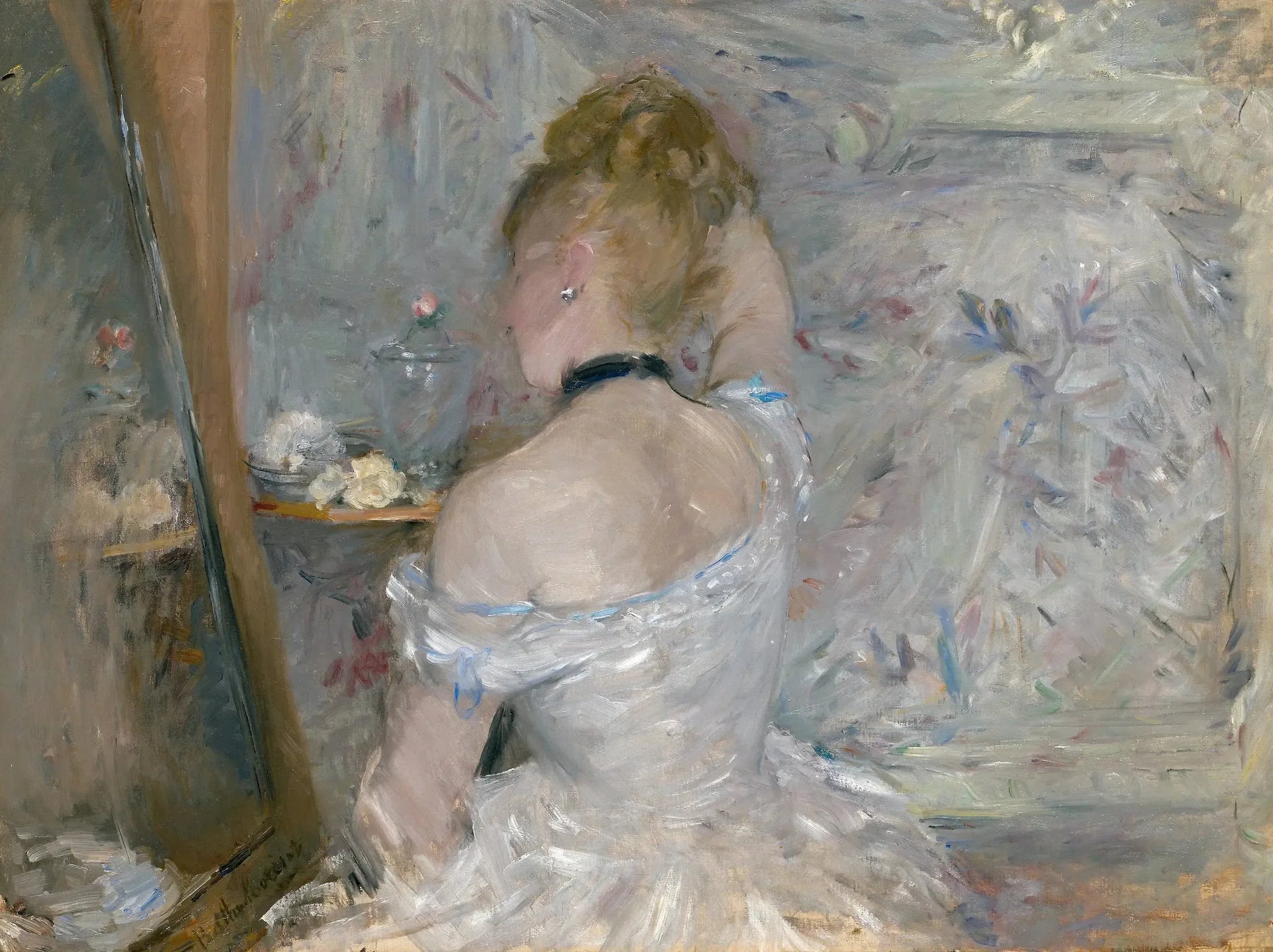Femme à sa toilette - Berthe Morisot image 1 copie de tableau peinte à la main