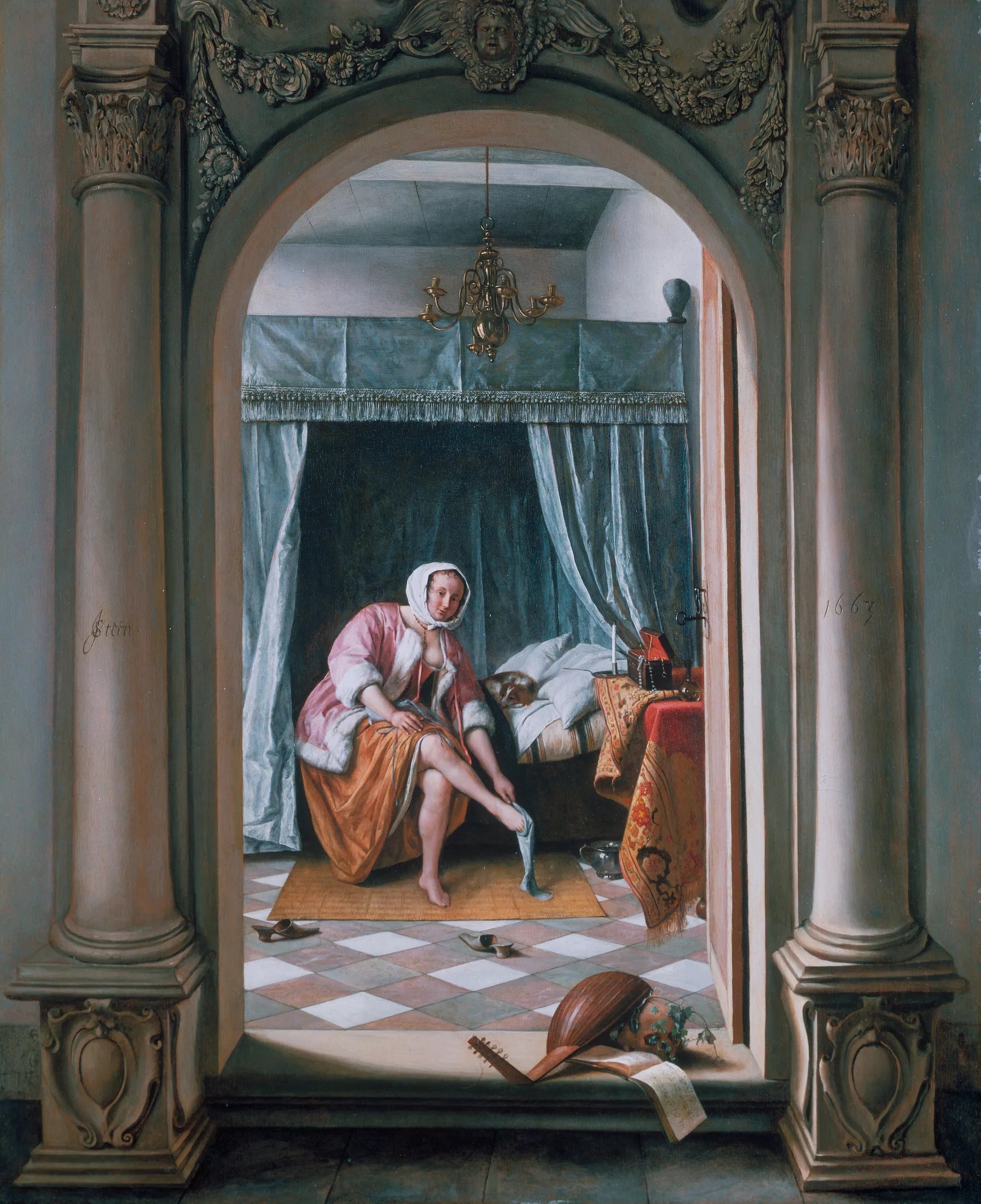 Femme à sa toilette - Jan Steen image 1 copie peinte à la main à l’huile