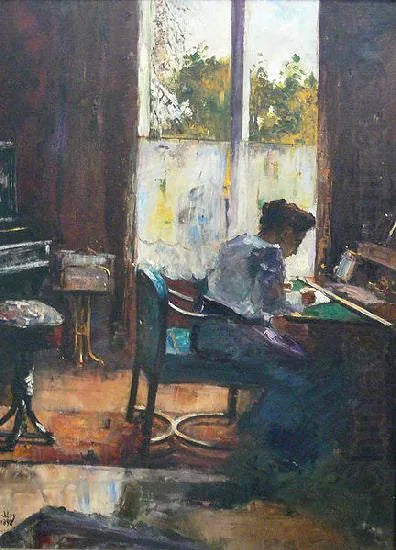 Femme à un bureau - Lesser Ury image 1 tableau peint à l’huile sur toile