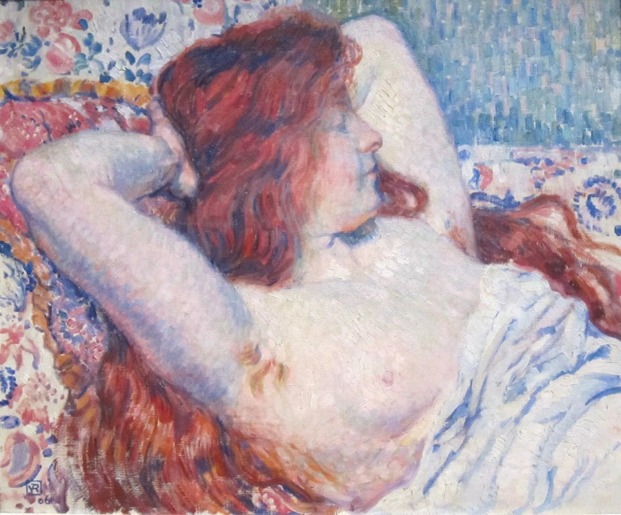 Femme allongée aux cheveux roux - Théo van Rysselberghe