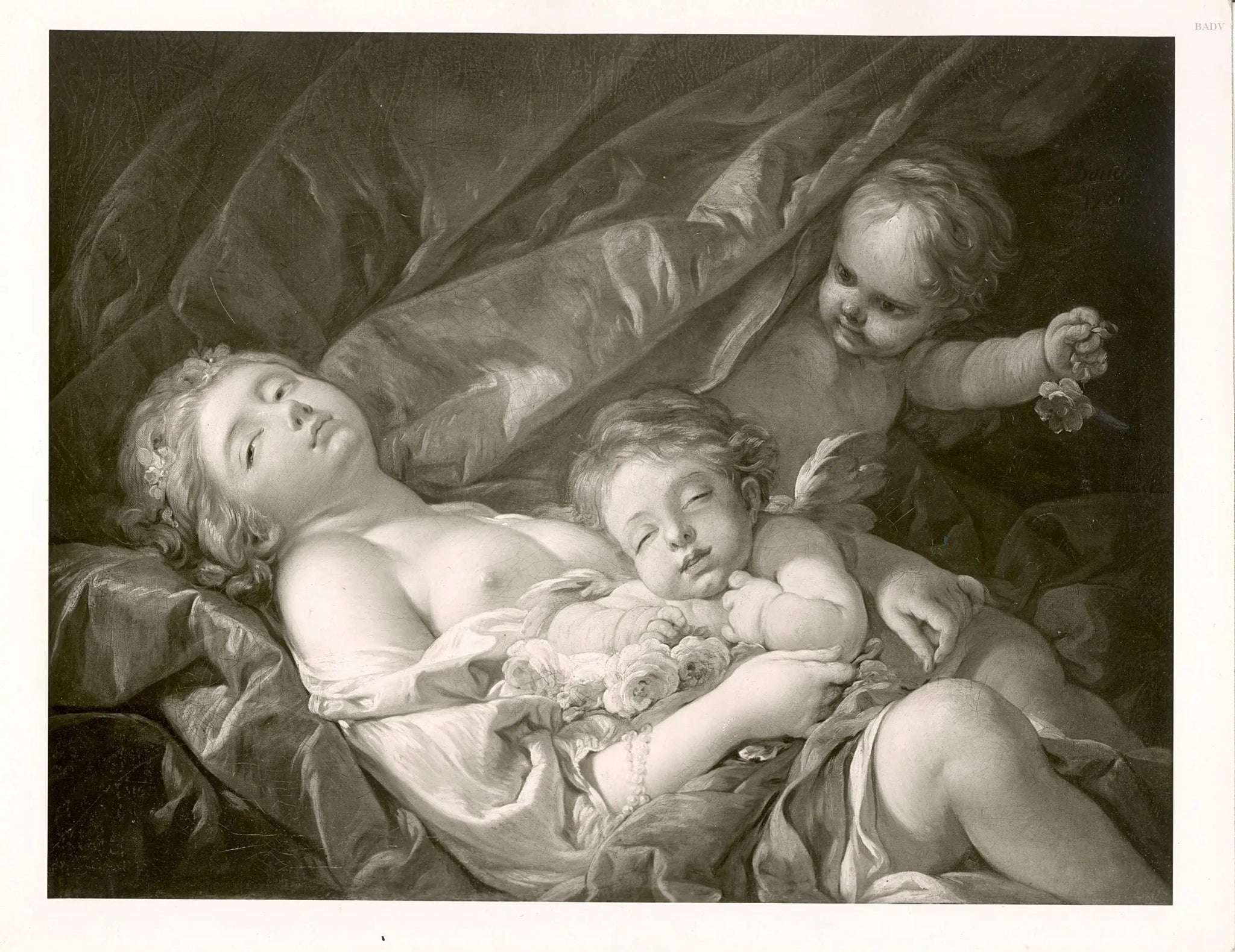 femme allongée avec putti - François Boucher image 1 copie de tableau peinte à la main