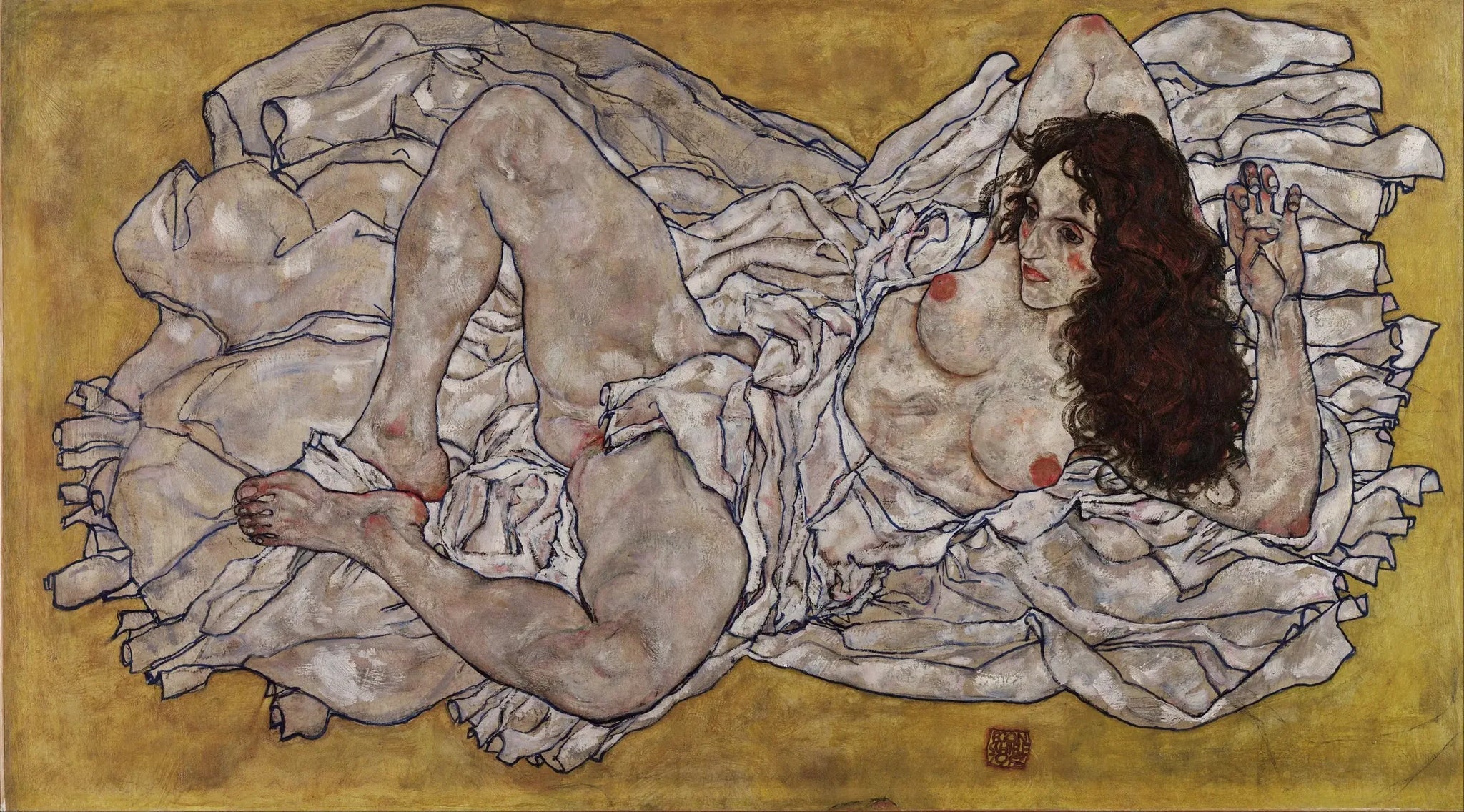 Femme allongée - Egon Schiele image 1 reproduction réalisée par Alpha Reproduction