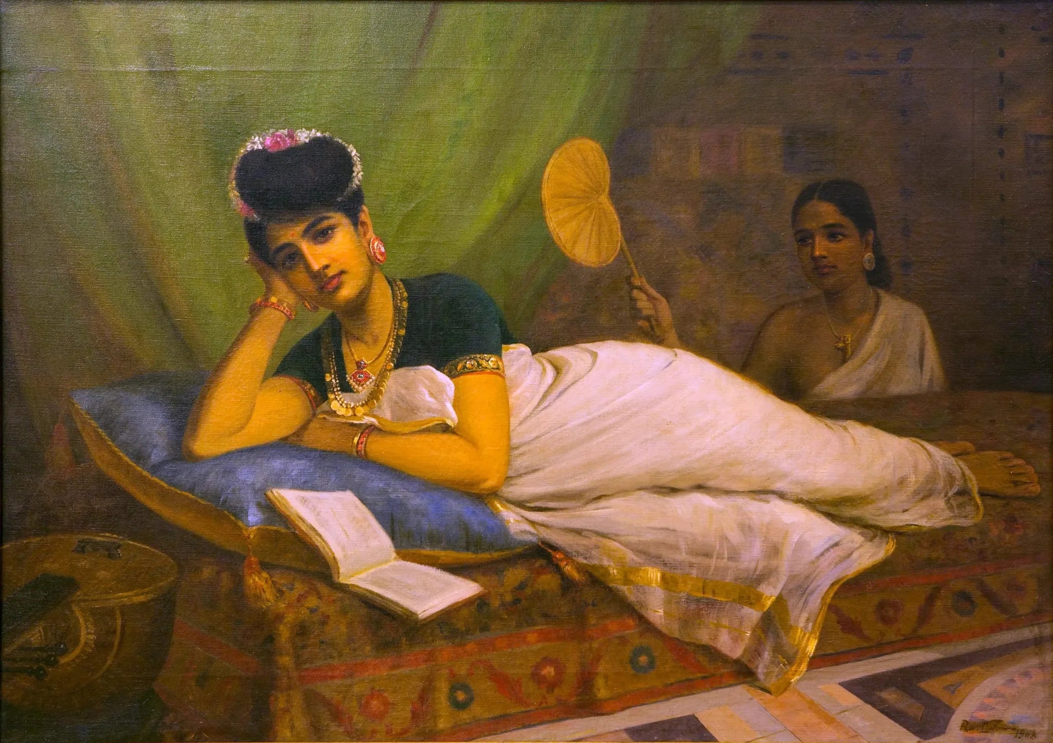 Femme allongée - Ravi Varmâ image 1 reproduction réalisée par Alpha Reproduction