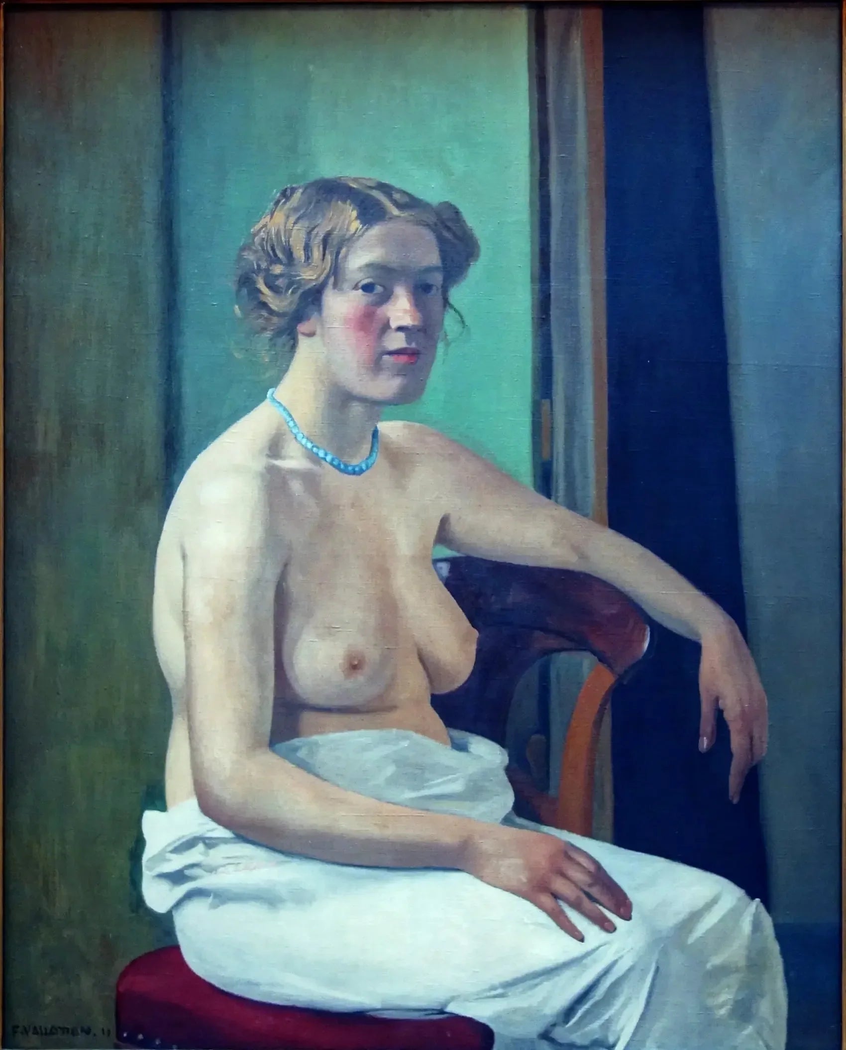Femme assise à demi-nue - Félix Vallotton image 1 reproduction de peinture à l’huile