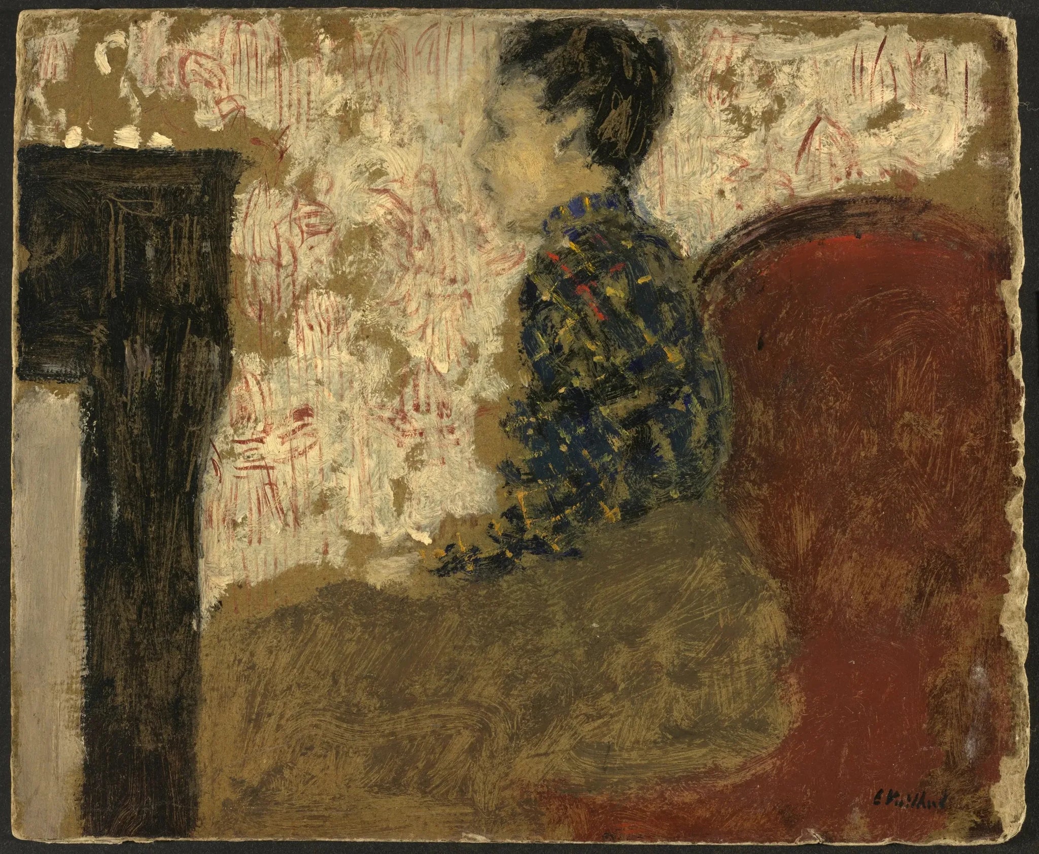 Femme assise au coin du feu - Édouard Vuillard image 1 reproduction artisanale de tableau