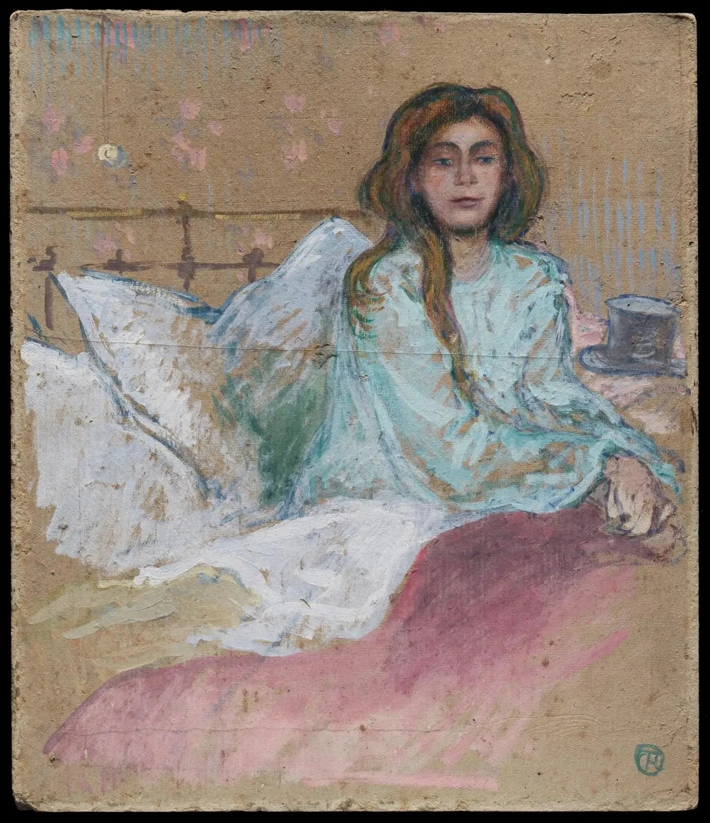 Femme assise dans son lit - Henri de Toulouse-Lautrec image 1 copie peinte à la main à l’huile
