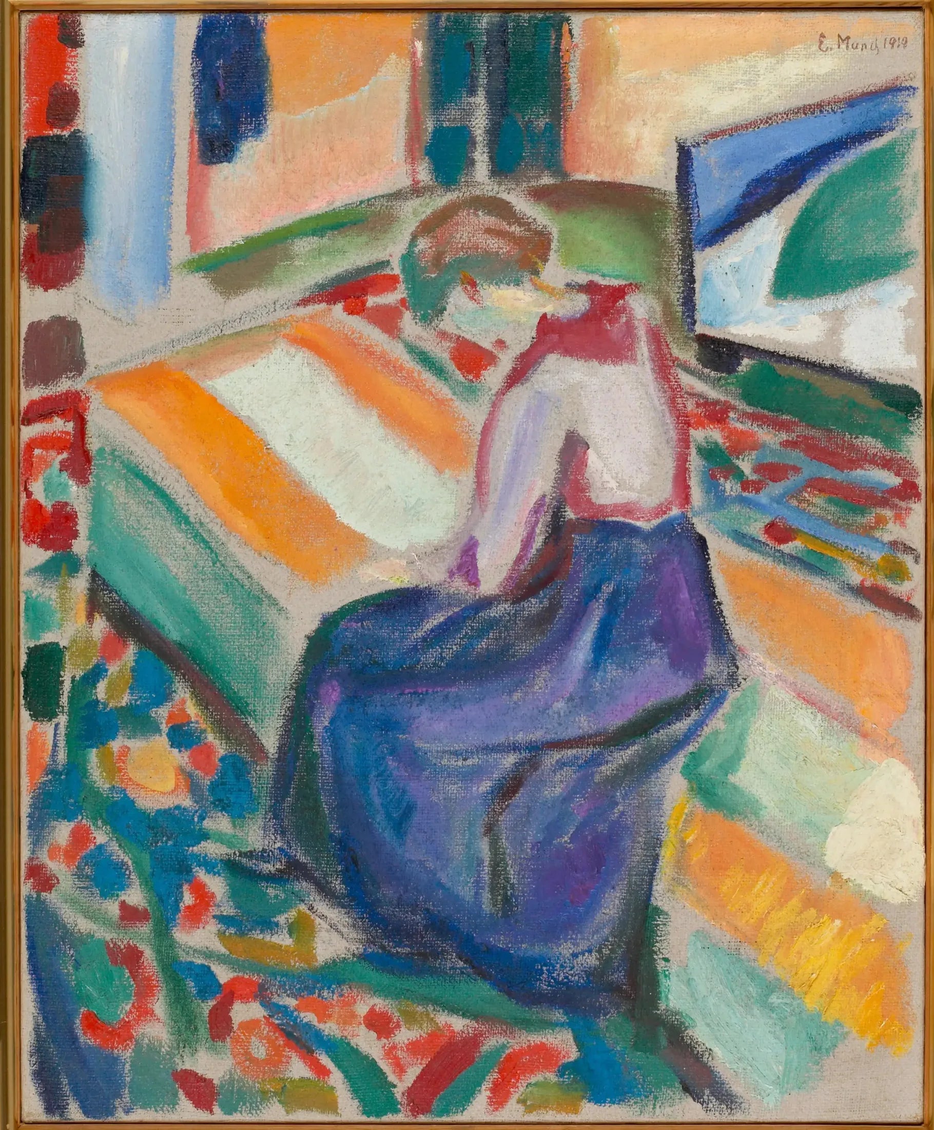Femme assise dans une calèche - Edvard Munch image 1 copie de tableau peinte à la main