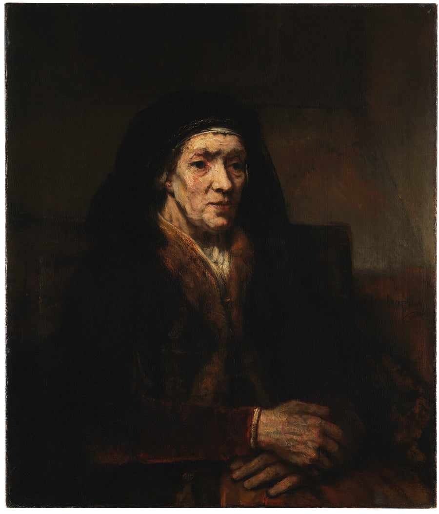 Femme assise, les mains jointes – Rembrandt, 1660