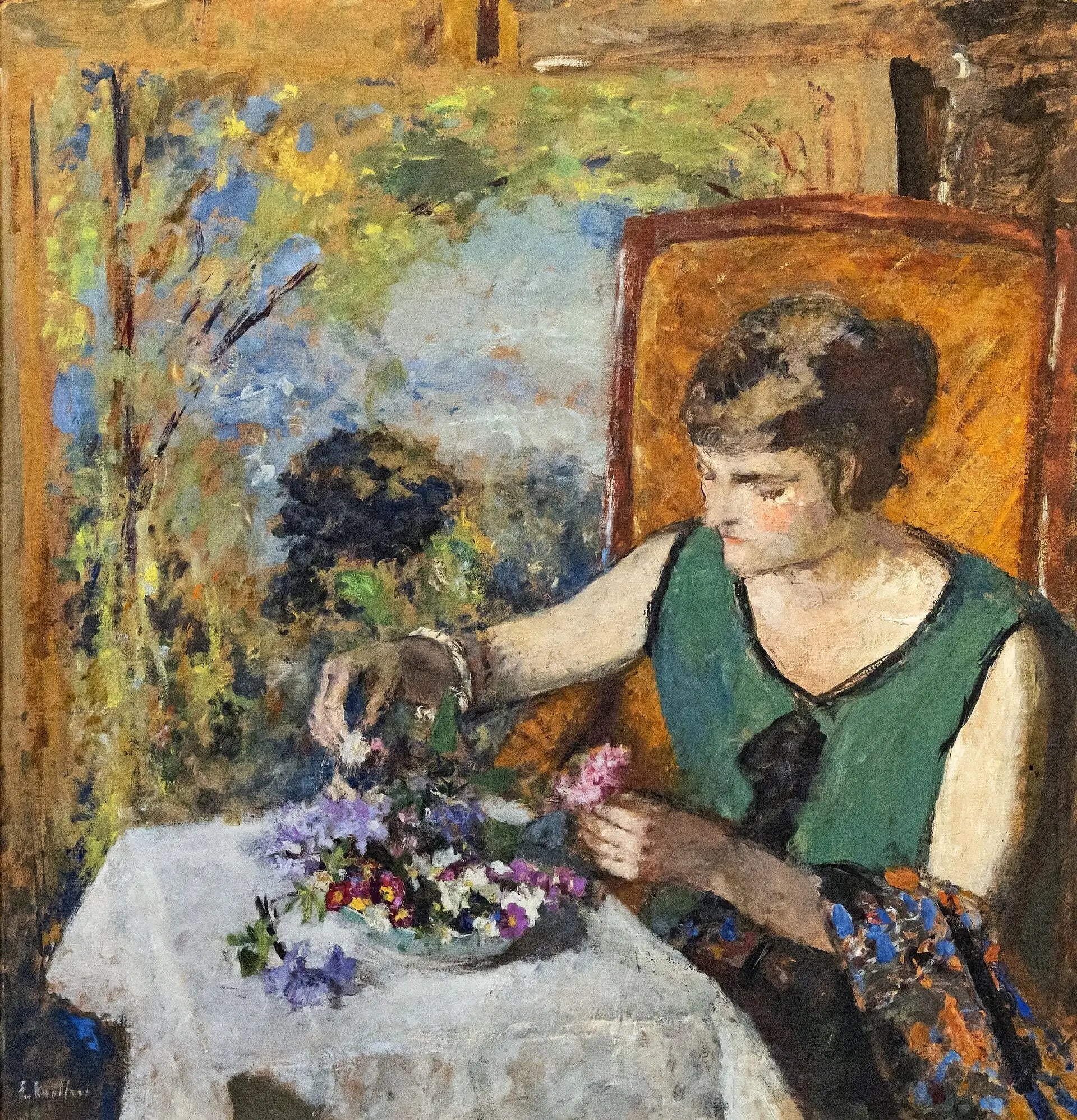 Femme au bouquet - Édouard Vuillard image 1 reproduction artisanale de tableau