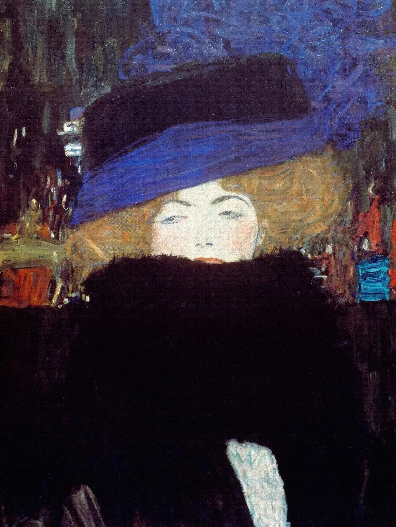 Femme au chapeau et boa de plumes - Gustav Klimt image 1 reproduction réalisée par Alpha Reproduction