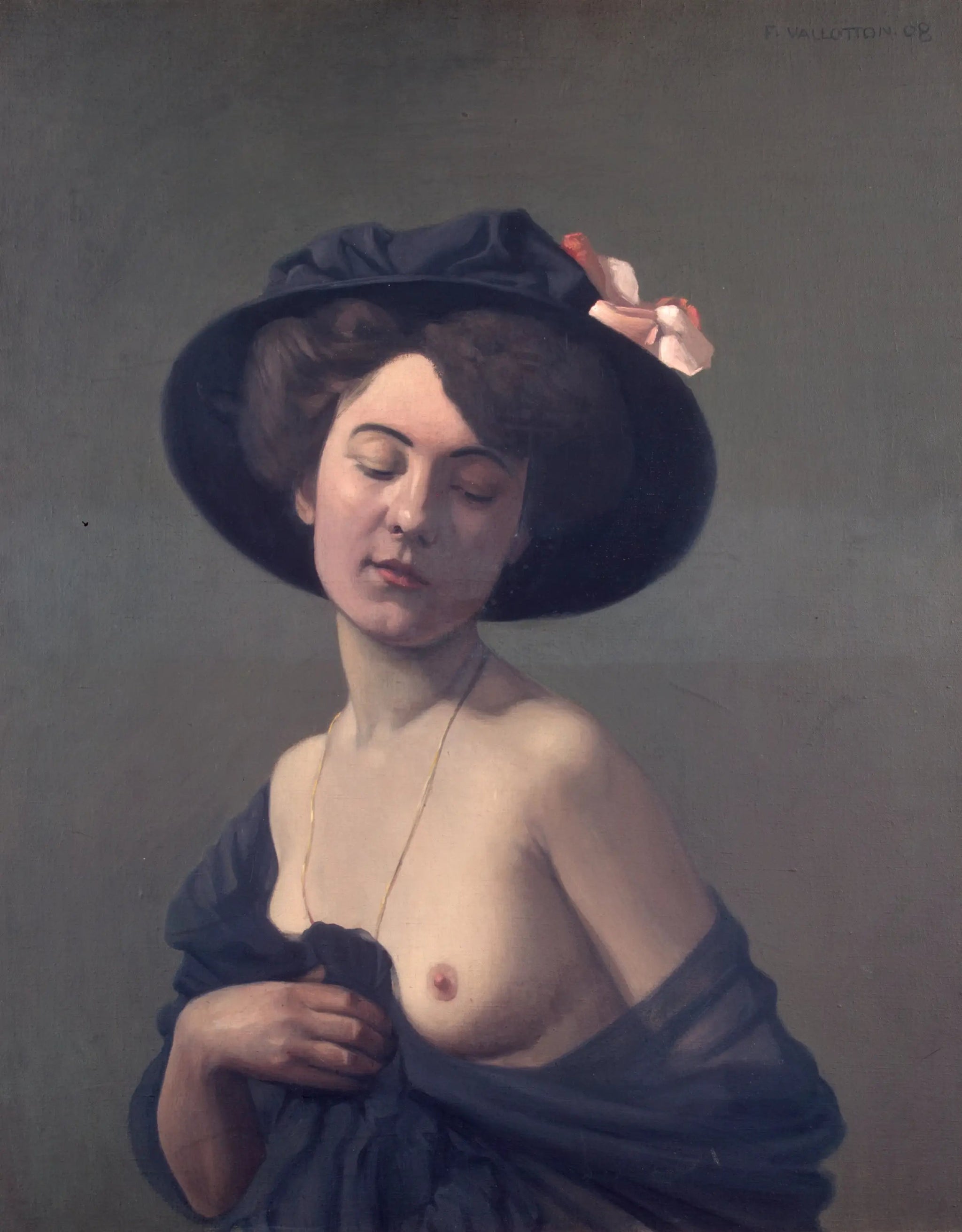 Femme au chapeau noir - Félix Vallotton image 1 reproduction artisanale de tableau