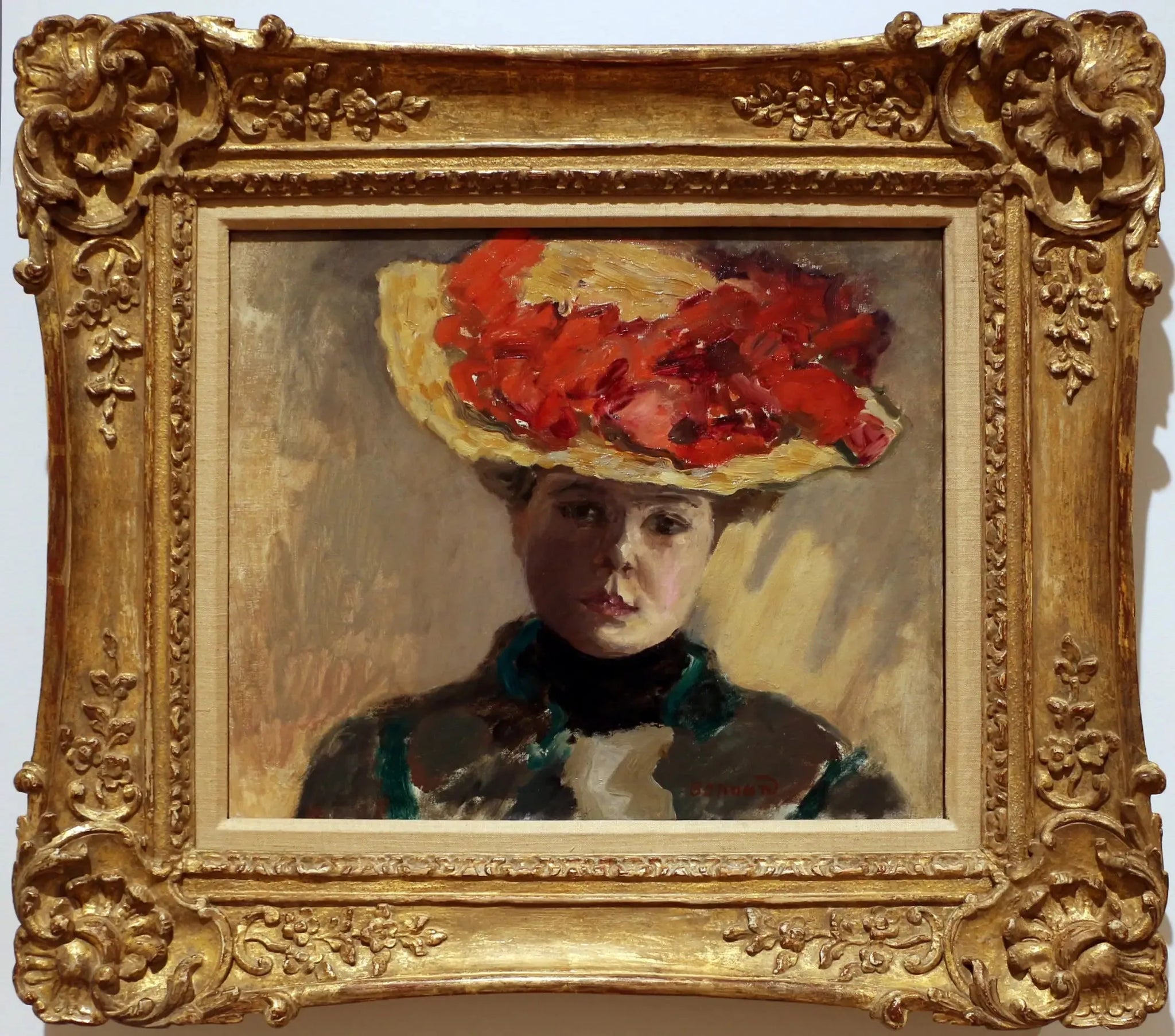 Femme au chapeau rouge - Pierre Bonnard image 1 reproduction de peinture à l’huile