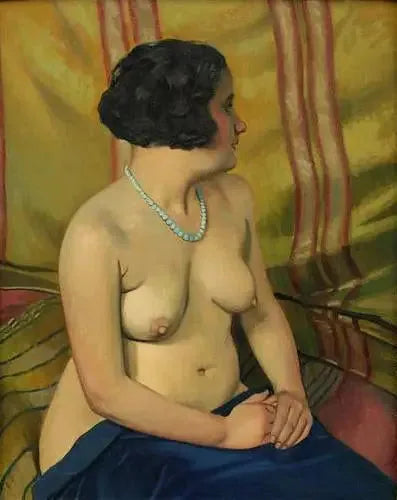 Femme au collier bleu - Félix Vallotton image 1 copie de tableau peinte à la main