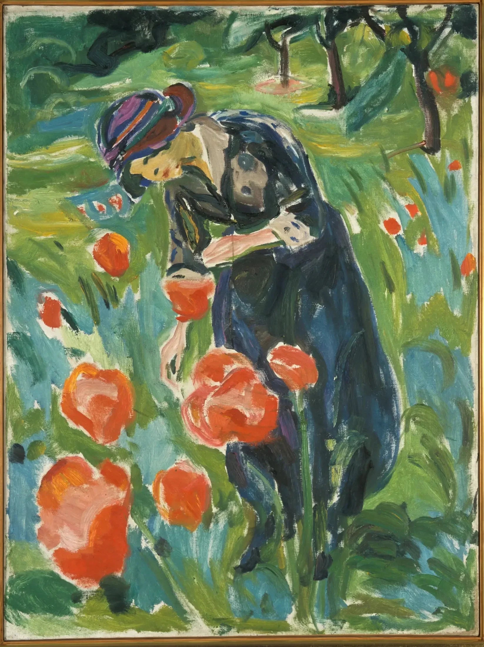Femme au coquelicot - Edvard Munch image 1 reproduction de peinture à l’huile