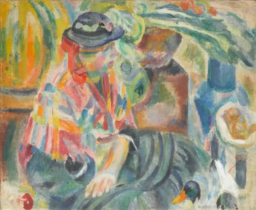 Femme au marché (Portugal) - Robert Delaunay image 1 reproduction artisanale de tableau