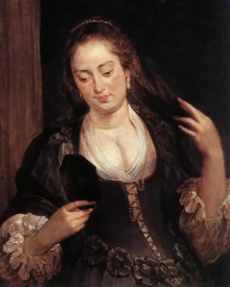 Femme au miroir - Peter Paul Rubens image 1 copie de tableau peinte à la main