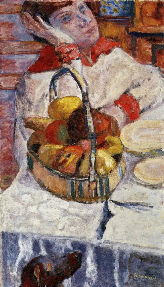 Femme au panier de fruits - Pierre Bonnard image 1 copie peinte à la main à l’huile