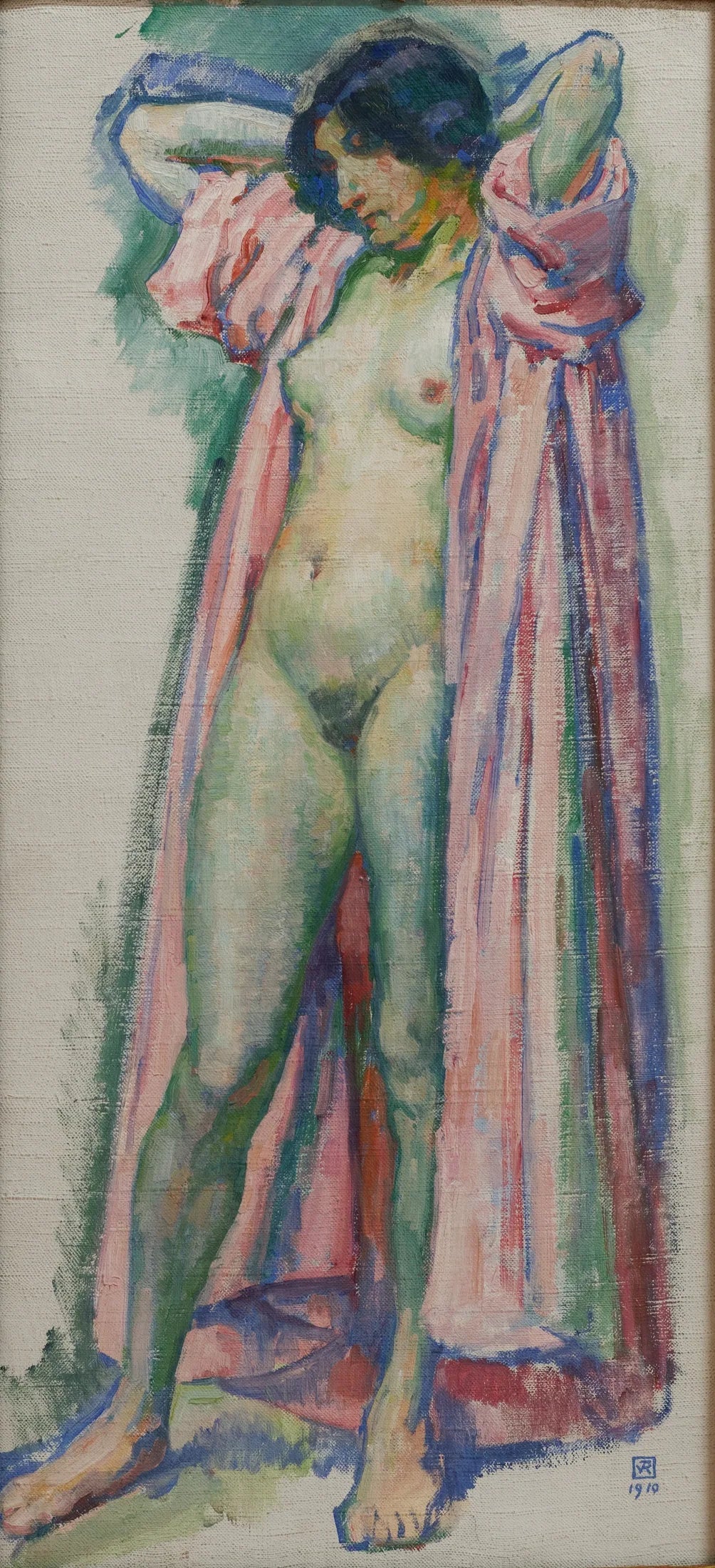 Femme au peignoir rose - Théo van Rysselberghe image 1 reproduction d’œuvre d’art à l’huile