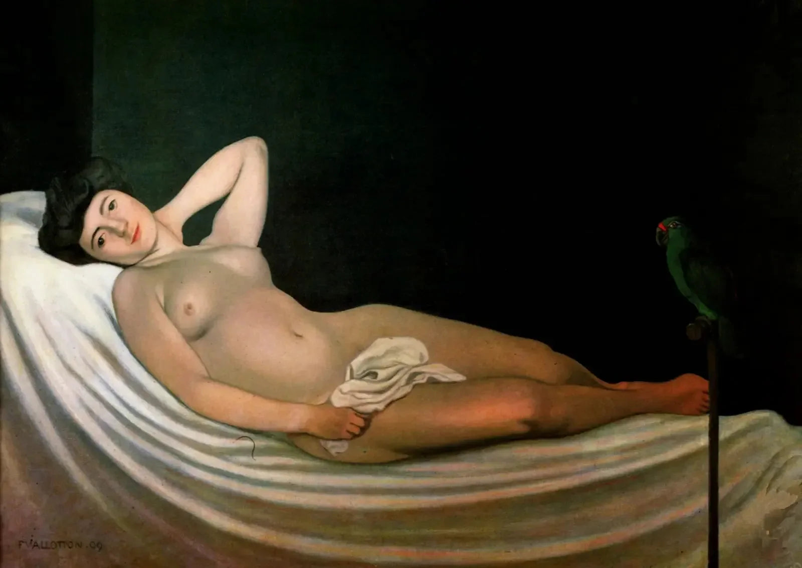 Femme au perroquet - Félix Vallotton image 1 reproduction artisanale de tableau