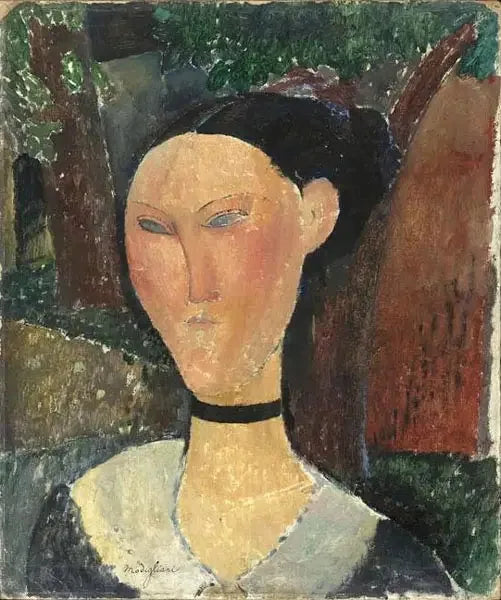 Femme au ruban de velours - Amedeo Modigliani image 1 reproduction artisanale de tableau