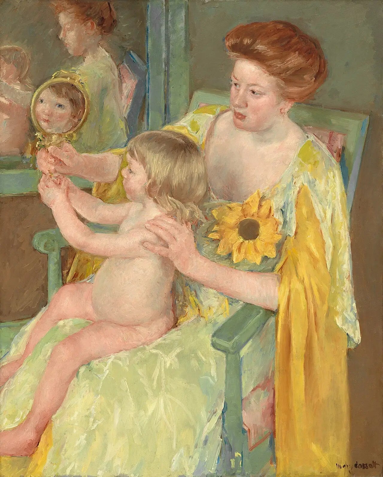 Femme au tournesol - Mary Cassatt image 1 copie peinte à la main à l’huile