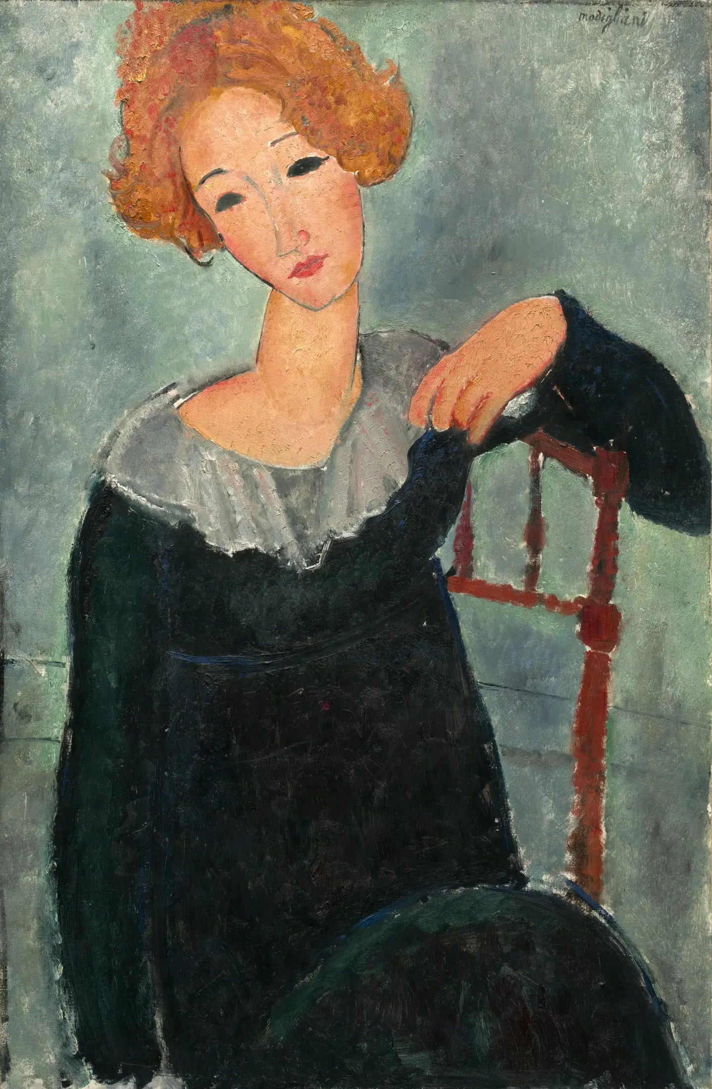 Femme aux cheveux roux - Amedeo Modigliani image 1 reproduction artisanale de tableau