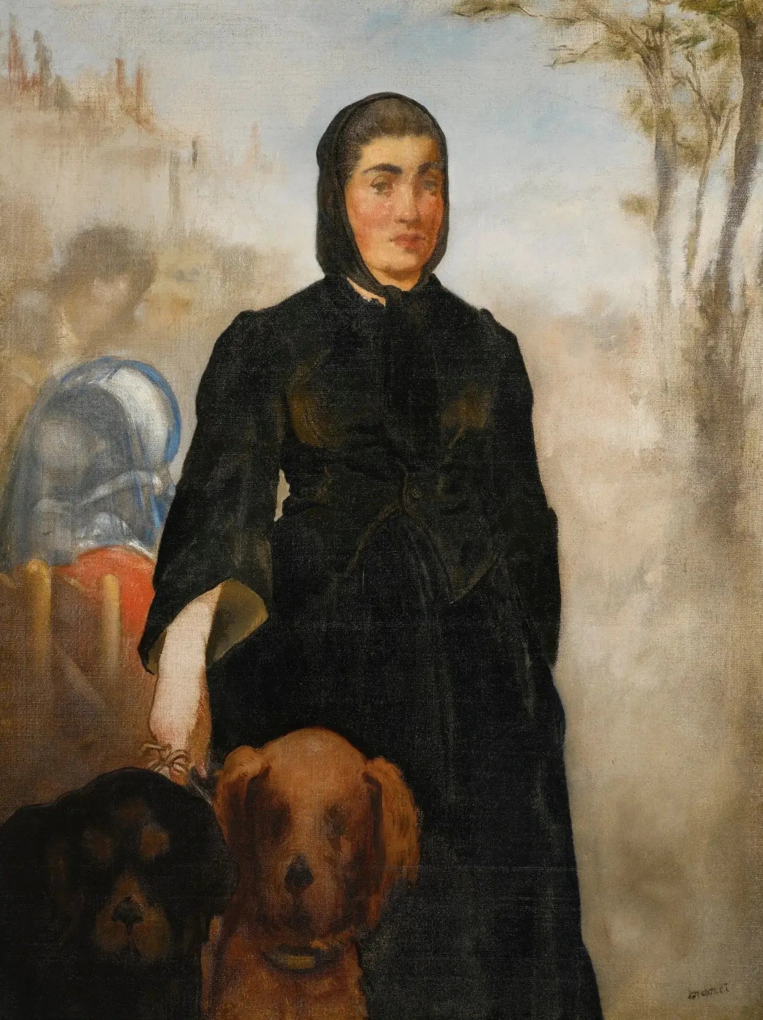 Femme aux chiens - Édouard Manet image 1 copie peinte à la main à l’huile