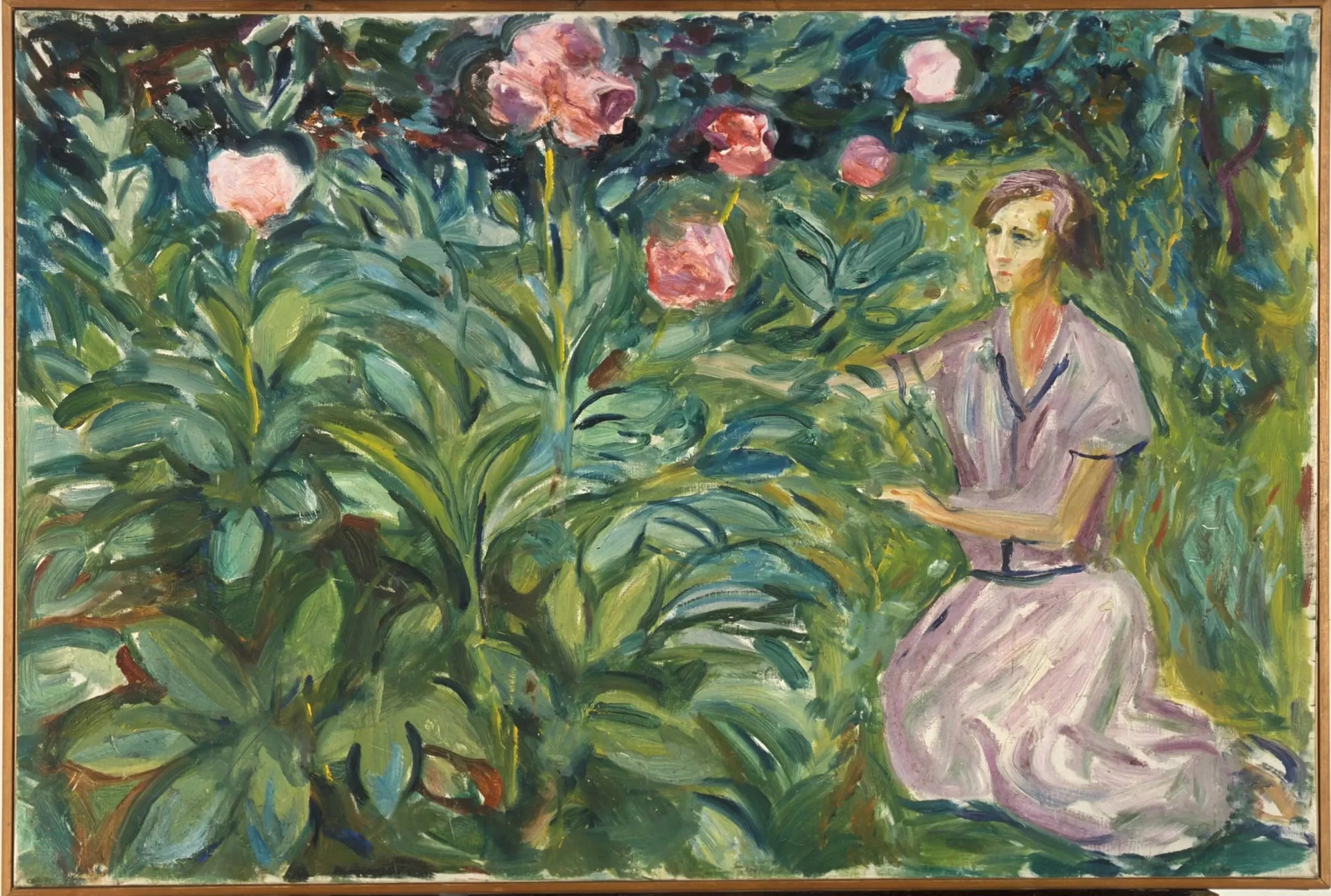 Femme aux pivoines - Edvard Munch image 1 tableau peint à l’huile sur toile