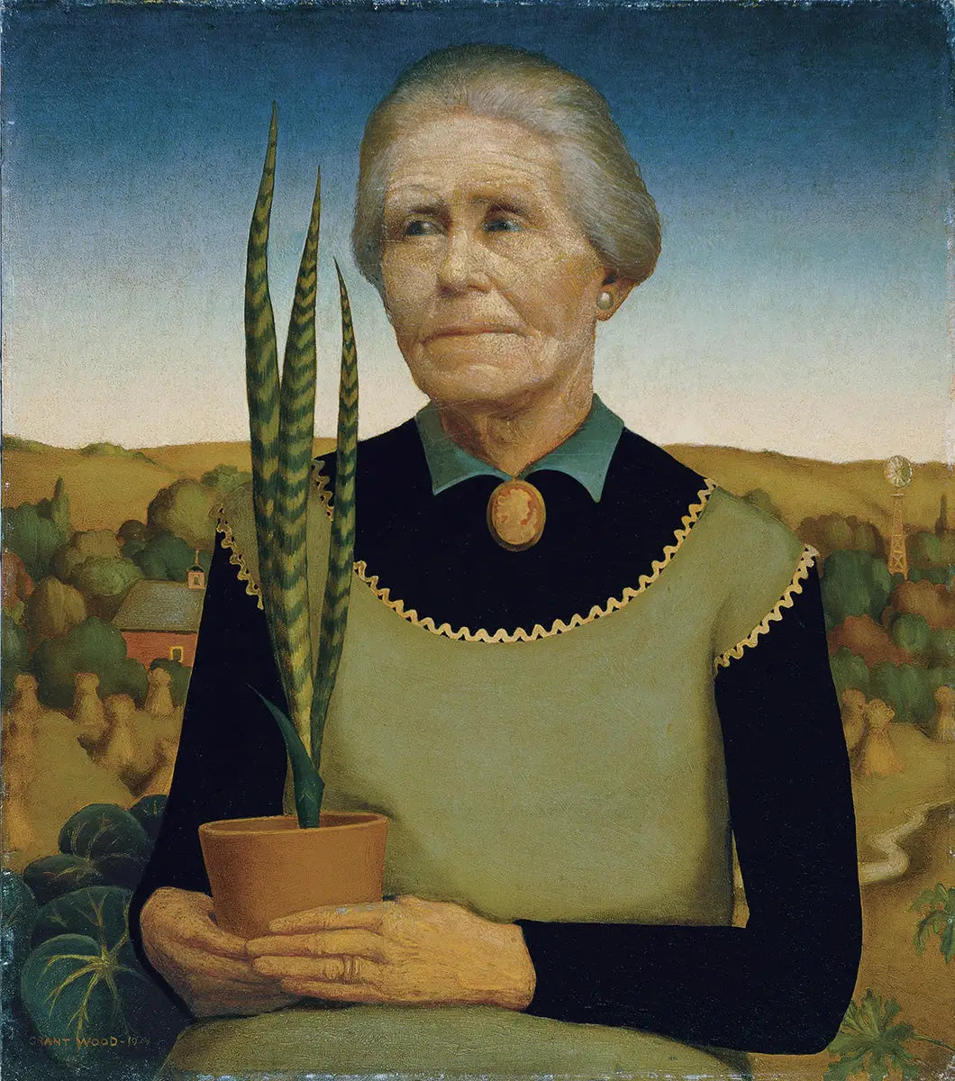 Femme aux plantes - Grant Wood image 1 reproduction de peinture à l’huile