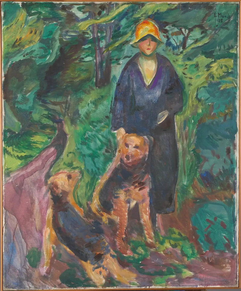 Femme avec airdale terrier - Edvard Munch