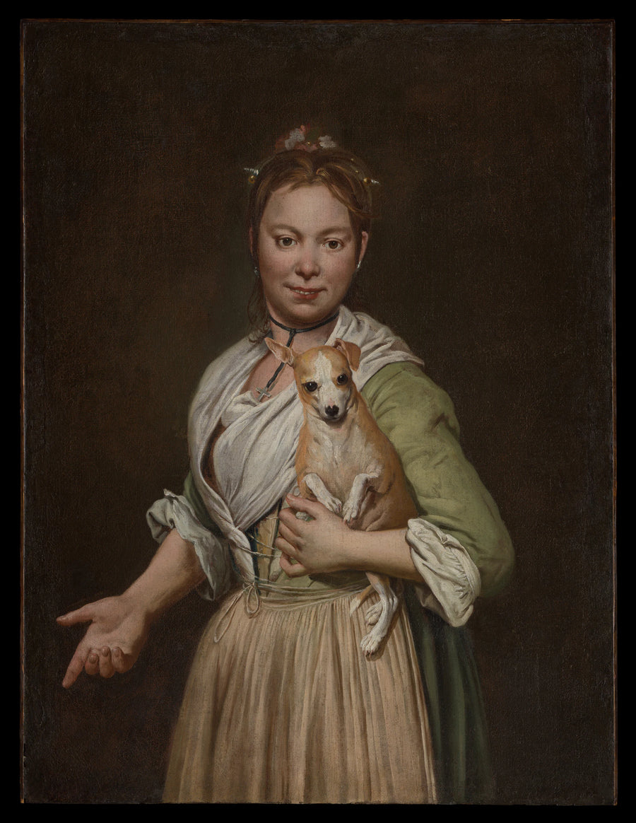 Une femme avec un chien - Giacomo Ceruti