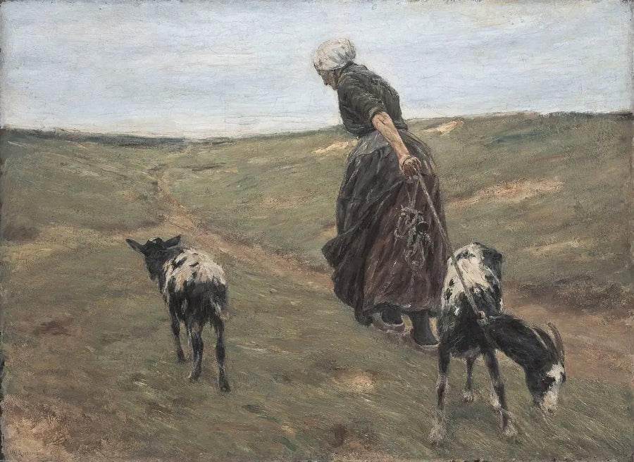 Femme avec des chèvres dans les dunes - Max Liebermann