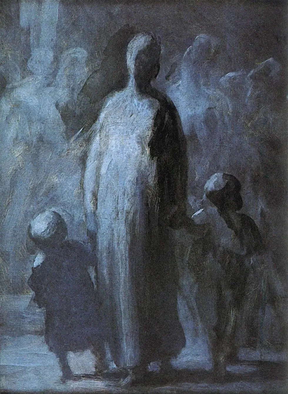 Femme avec deux enfants - Honoré Daumier image 1 copie de tableau peinte à la main