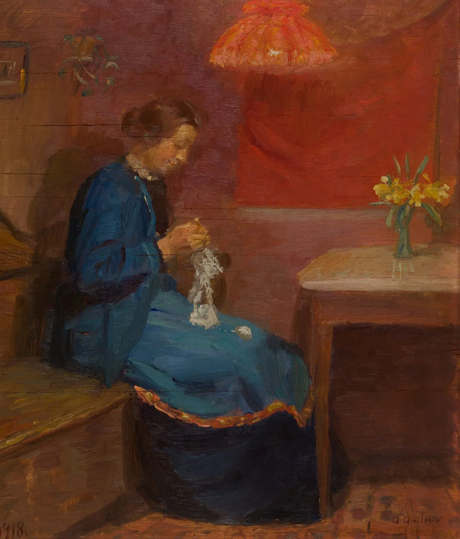 Femme avec son ouvrage à l'aiguille. - Anna Ancher