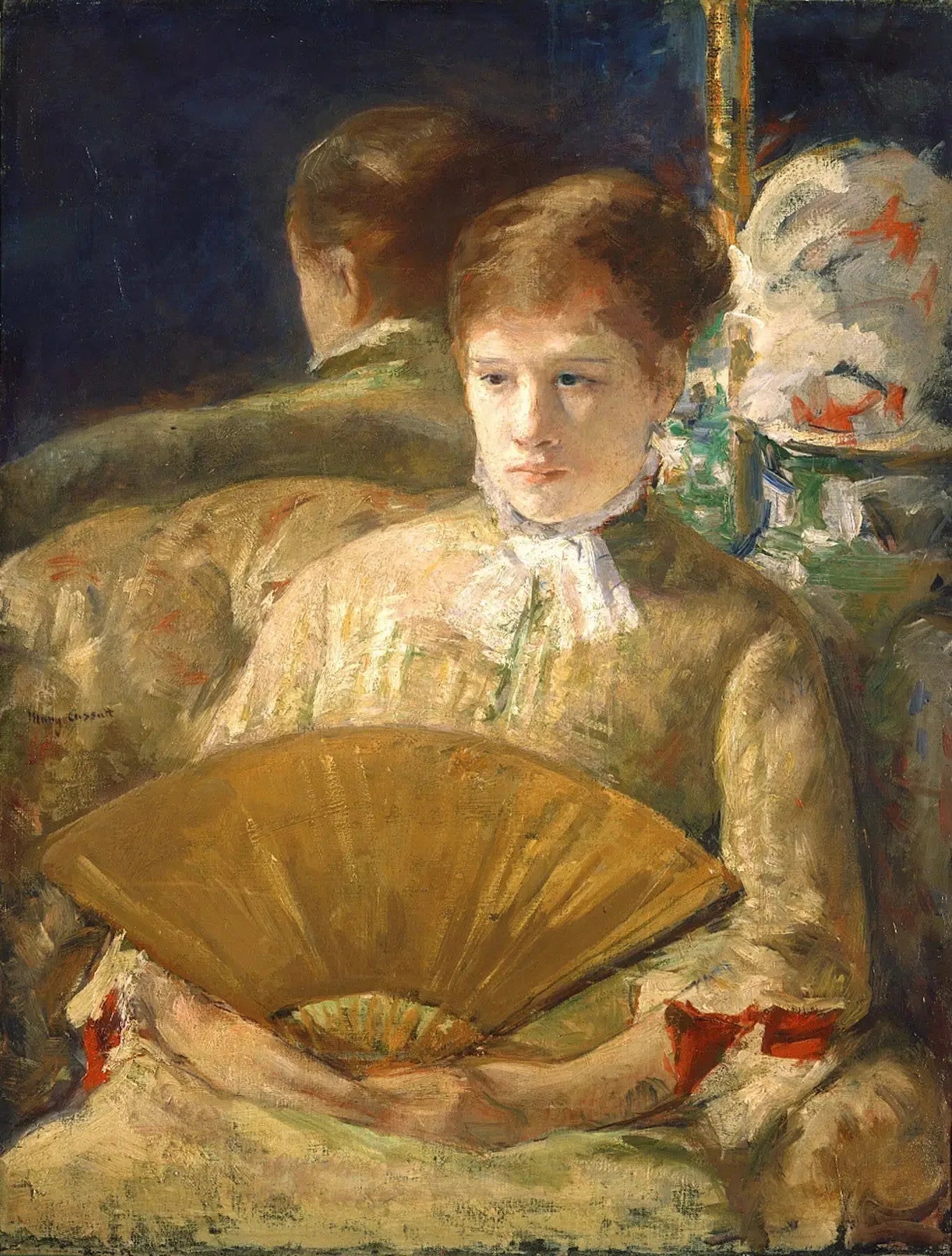 Femme avec un éventail - Mary Cassatt image 1 copie de tableau peinte à la main