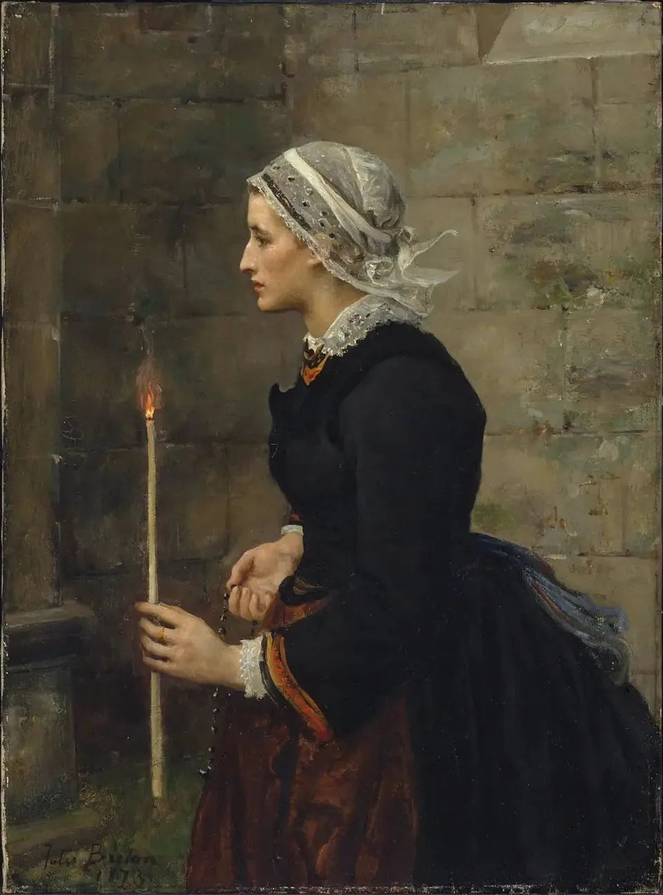 Femme avec une bougie fine - Jules Breton image 1 reproduction réalisée par Alpha Reproduction
