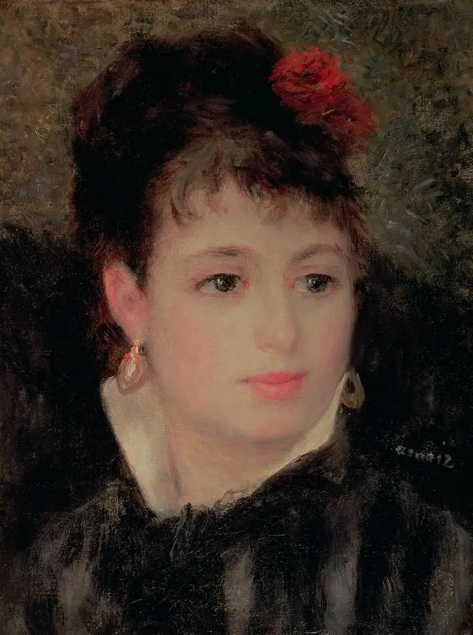 Femme avec une rose dans les cheveux - Pierre-Auguste Renoir