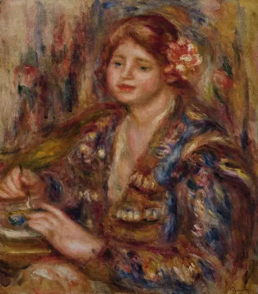 Femme avec une rose - Pierre-Auguste Renoir image 1 copie de tableau peinte à la main
