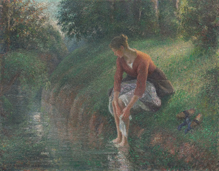 Femme baignant ses pieds dans un ruisseau - Camille Pissarro