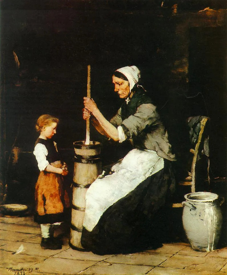 Femme barattant du beurre - Mihály Munkácsy image 1 reproduction de peinture à l’huile